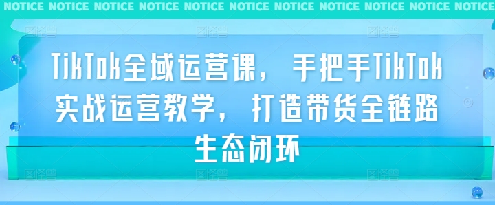 TikTok全域运营课，手把手TikTok实战运营教学，打造带货全链路生态闭环-创业资源网