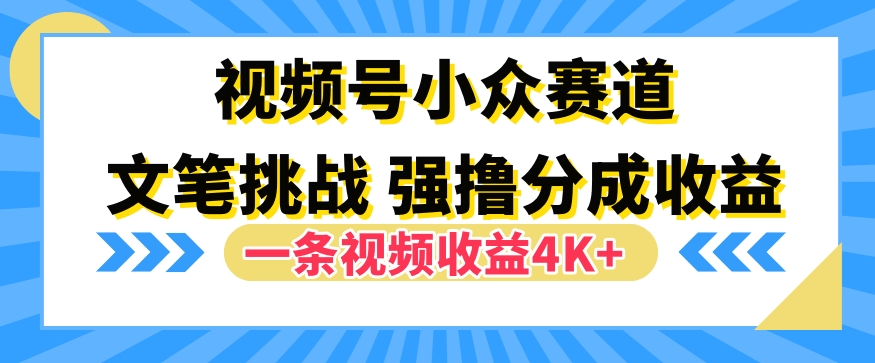 视频号新赛道之文笔挑战，强撸分成收益，一条视频赚了4K+-创业资源网