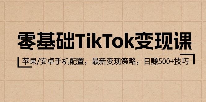 零基础TikTok变现课：苹果/安卓手机配置，最新变现策略，日赚500+技巧-创业资源网