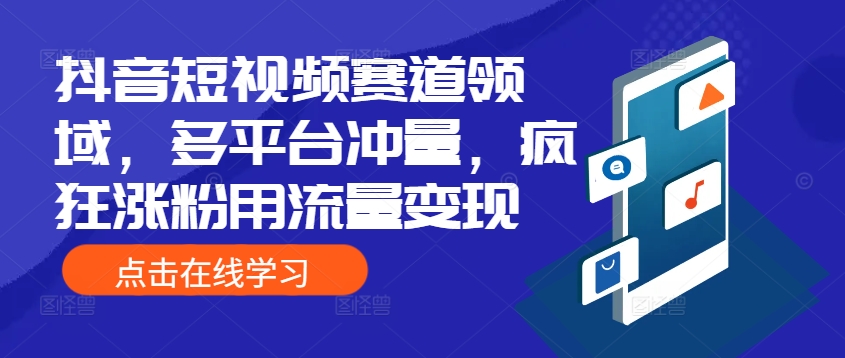 抖音短视频赛道领域，多平台冲量，疯狂涨粉用流量变现-创业资源网