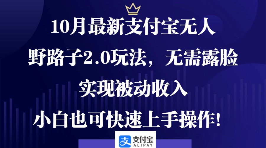 10月最新支付宝无人野路子2.0玩法，无需露脸，实现被动收入，小白也可…-创业资源网