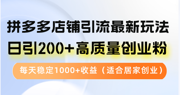 拼多多商家引流方法全新游戏玩法，日引200 高品质自主创业粉，每日平稳1000 盈利（…-创业资源网