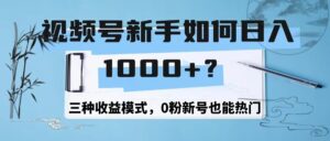 视频号新手如何日1000+？三种收益模式，0粉新号也能热门-创业资源网