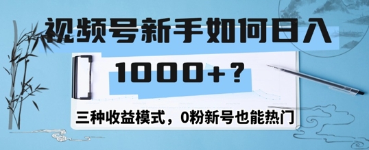 微信视频号新手怎么日入1k？三种盈利方式，0粉小号也可以受欢迎-创业资源网