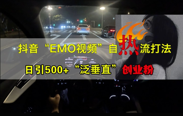 抖音视频EMO短视频自然玩法，日引500 “泛竖直”自主创业粉-创业资源网