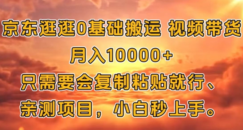 京东商城逛一逛0基本运送短视频带货【手机赚钱】月入1w-创业资源网