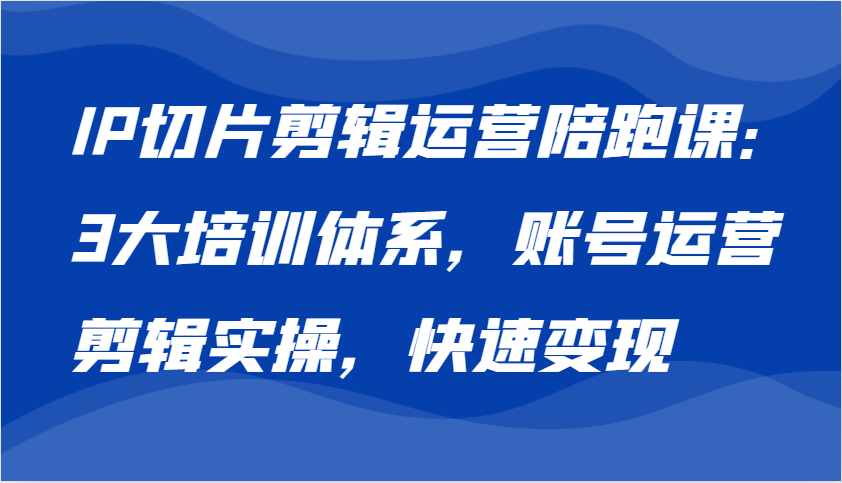 IP切片剪辑运营陪跑课，3大培训体系：账号运营 剪辑实操 快速变现-创业资源网