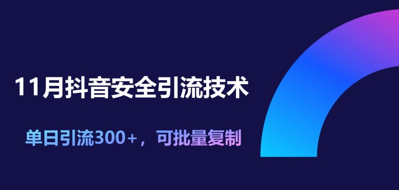 11月抖音安全引流技术，单日引流方法300 ，可快速复制-创业资源网