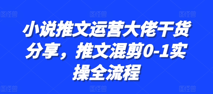 小说推文经营巨头满满干货，文章剪辑0-1实际操作全过程-创业资源网