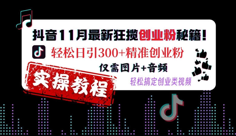 抖音视频11月全新斩获自主创业粉秘笈，轻轻松松日引300 精确自主创业粉，只需照片 声频，轻松解决自主创业类视频-创业资源网