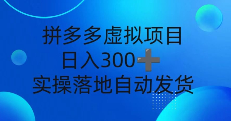 拼多多平台虚拟资源项目，新手日入3张，自动发卡密，实际操作落地式可大批量变大-创业资源网