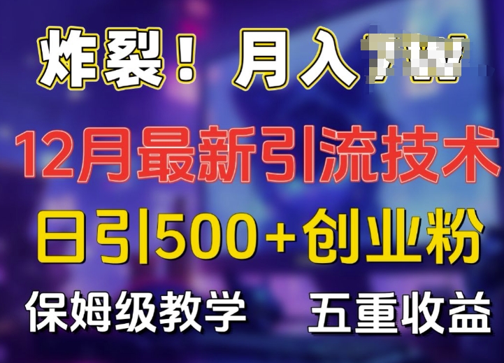 炸裂!揭秘12月最新日引流500+精准创业粉，多重收益保姆级教学-创业资源网