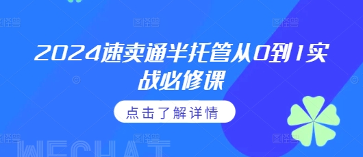 2024速卖通半托管从0到1实战必修课，掌握通投广告打法、熟悉速卖通半托管的政策细节-创业资源网