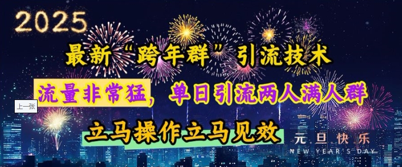 最新“跨年群”引流，流量非常猛，单日引流两人满人群，立马操作立马见效【揭秘】-创业资源网