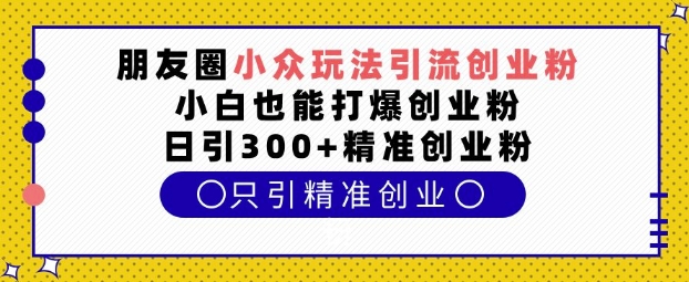 朋友圈小众玩法引流创业粉，小白也能打爆创业粉，日引300+精准创业粉【揭秘】-创业资源网