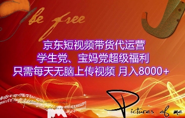 京东短视频带货代运营，学生党、宝妈党超级福利，只需每天无脑上传视频，月入8000+【仅揭秘】-创业资源网