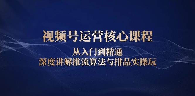 视频号运营核心课程，从入门到精通，深度讲解推流算法与排品实操玩-创业资源网