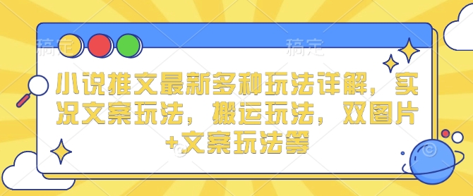 小说推文最新多种玩法详解，实况文案玩法，搬运玩法，双图片+文案玩法等-创业资源网