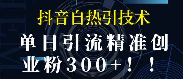 抖音自热引流，单日引流精准创业粉300+-创业资源网