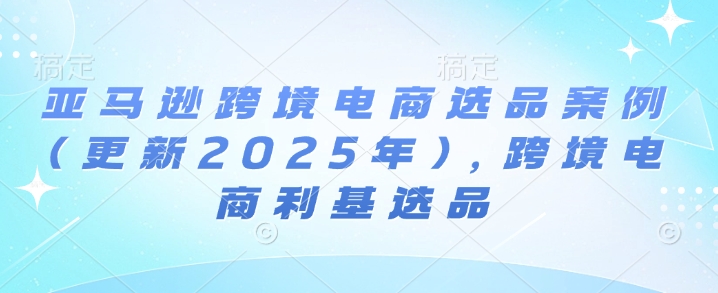 亚马逊跨境电商选品案例(更新2025年)，跨境电商利基选品-创业资源网