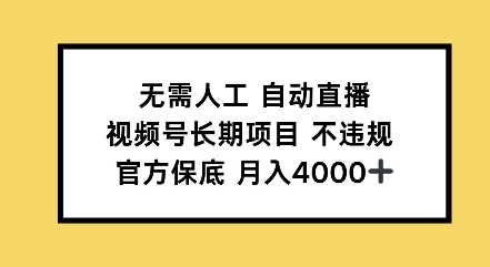 无需人工自动直播，视频号长期项目不违规，官方保底月入4000左右-创业资源网