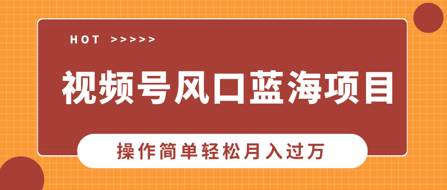 视频号风口蓝海项目，中老年人的流量密码，操作简单轻松月入过W-创业资源网