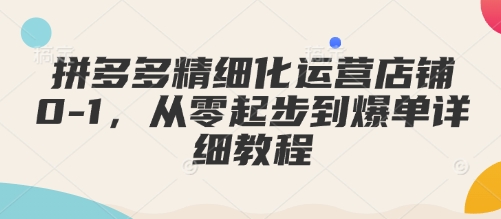 拼多多精细化运营店铺0-1，从零起步到爆单详细教程-创业资源网