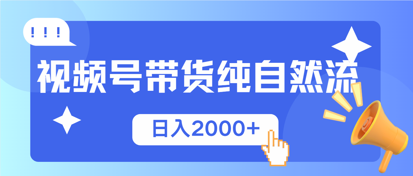 视频号带货，纯自然流，起号简单，爆率高轻松日入2000+-创业资源网