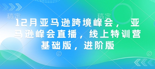 12月亚马逊跨境高峰会， 亚马逊平台峰会直播，网上夏令营标准版，升级版-创业资源网