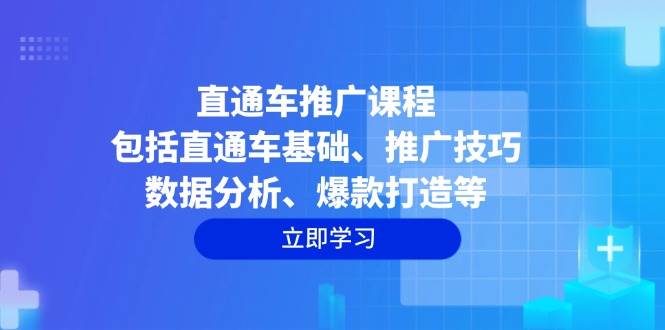 直通车推广课程：包括直通车基础、推广技巧、数据分析、爆款打造等-创业资源网