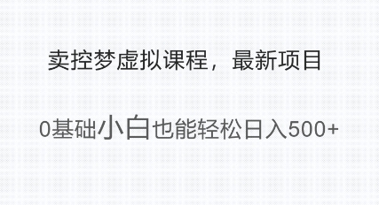 最新小众新项目，运用大家猎奇的心理状态卖控梦虚拟课程，0基本新手都可以轻松日入好几张-创业资源网