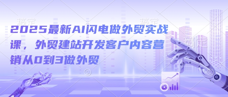 2025全新AI雷电做跨境电商实战演练课，外贸网站建设寻找客户内容运营从0到3做跨境电商-创业资源网