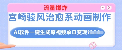 宫崎骏动漫风治愈系动画制做，AI手机软件一键生成原创短视频总流量发生爆炸，单日转现好几张，详尽实际操作步骤-创业资源网