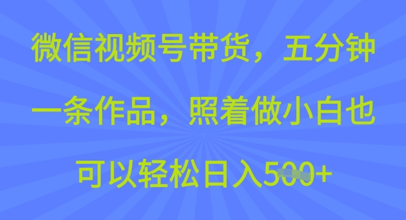 视频号卖货，五分钟一条著作，跟着做新手也能轻松日入5张-创业资源网