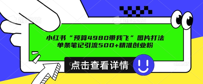 小红书图片引流方法玩法，一张图片点爆自主创业粉 私聊回用不完，一条手记引流方法500 精确自主创业粉-创业资源网