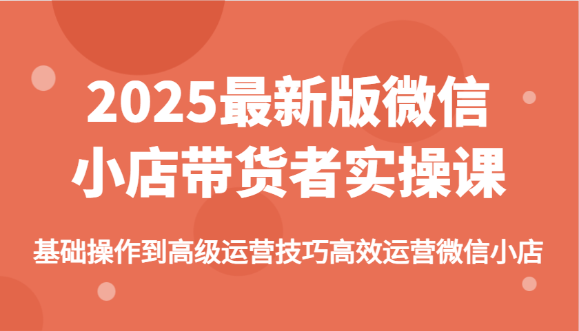 2025最新版微信小商店卖货者实操课，基本操作到高级运营方法高效管理微小店-创业资源网