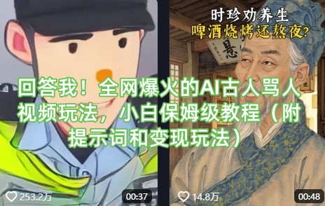 回答！各大网站爆红的AI古代人骂人视频游戏玩法，新手家庭保姆级实例教程-创业资源网
