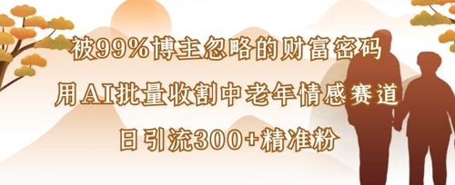 被99%博主忽略的财富密码：用AI批量收割中老年情感赛道，日引流300+精准粉-创业资源网