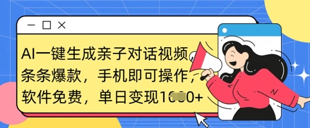 AI一键生成亲子对话短视频，一条条爆品，一部手机即可操作，单日转现多张-创业资源网