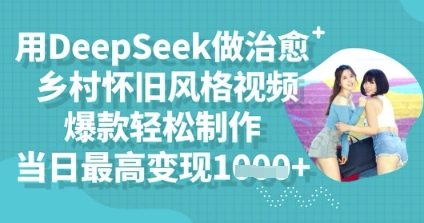 用DeepSeek做痊愈农村怀旧风格短视频，爆品轻轻松松制做，当日最大转现好几张-创业资源网