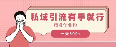 私域引流有手就行，日引500 精确自主创业粉-创业资源网