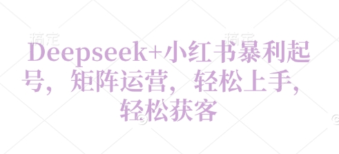 Deepseek 小红书的爆利养号，引流矩阵经营，快速上手，轻轻松松拓客-创业资源网
