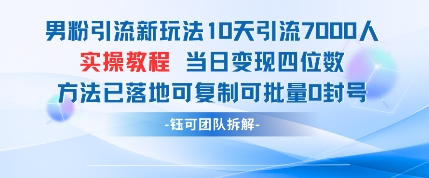 粉丝引流方法新模式10天引流方法7000人当日转现四位数复制推广可大批量0封禁-创业资源网