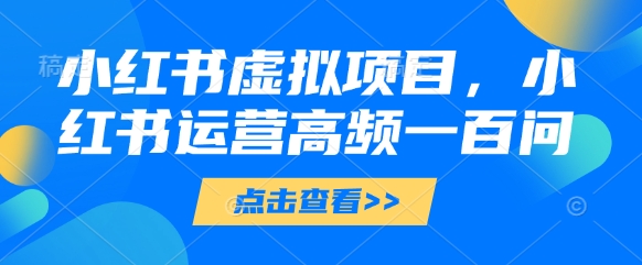 小红书虚拟项目，小红书运营高频一百问【文档】-创业资源网