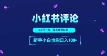 小红书的评论区留言：一条0.5元，每日拷贝，新手入门也可以日入1张-创业资源网