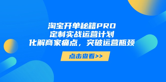 淘宝开单秘笈PRO，订制实战演练运营方案，解决商户困扰，提升经营短板-创业资源网