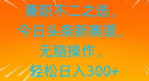 做兼职不二之选，今日今日头条新生态，没脑子实际操作，轻轻松松日入3张-创业资源网