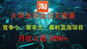 在校大学生论文查重，爆利蓝海项目，月收益过1W-创业资源网