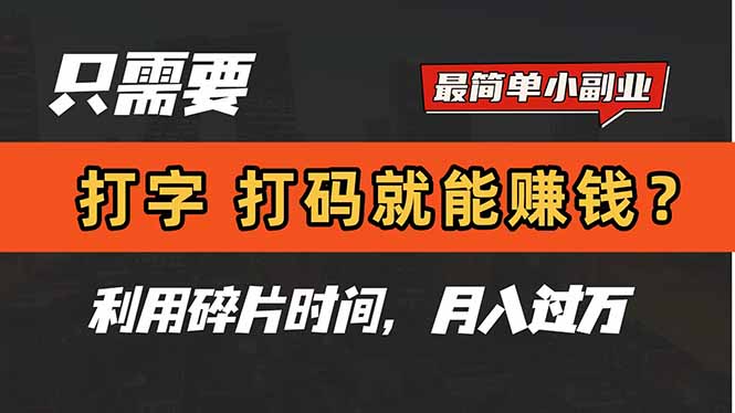 只需电脑打字，打码软件，也能赚钱？简单挣钱小副业，利用碎片时间，月入了万-创业资源网