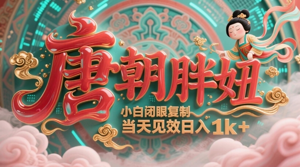 用AI复制“唐代肥妞”日更3条，服务平台玩命拉流，新手闭上眼拷贝，当日奏效，日入1k-创业资源网